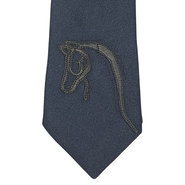 エルメス HERMES CHEVAL AU TRAIT ネクタイ ネイビー シルク メンズ ネクタイ