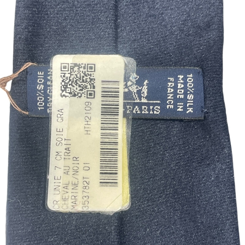 エルメス HERMES CHEVAL AU TRAIT ネクタイ ネイビー シルク メンズ ネクタイ