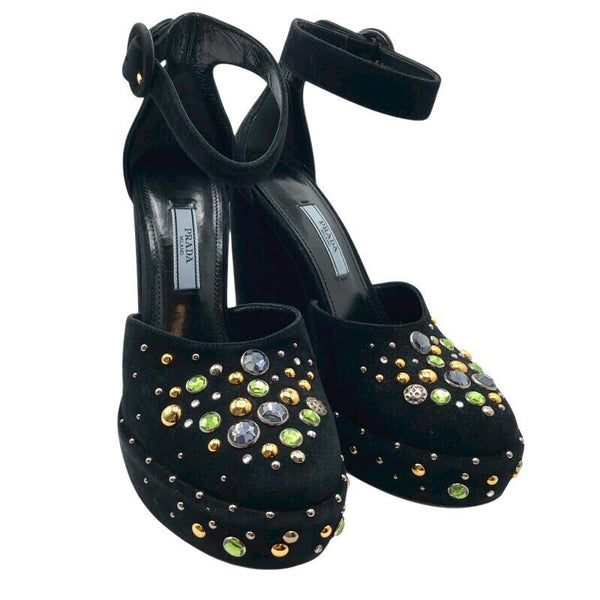 プラダ PRADA ストーン装飾ストラップヒールパンプス レディース パンプス