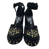 プラダ PRADA ストーン装飾ストラップヒールパンプス レディース パンプス
