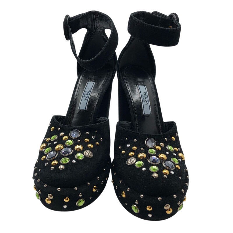 プラダ PRADA ストーン装飾ストラップヒールパンプス レディース パンプス