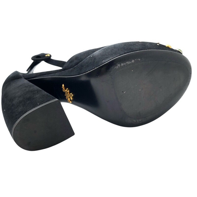 プラダ PRADA ストーン装飾ストラップヒールパンプス レディース パンプス
