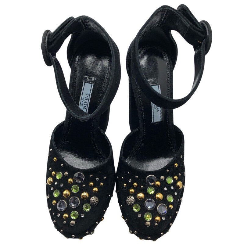 プラダ PRADA ストーン装飾ストラップヒールパンプス レディース パンプス