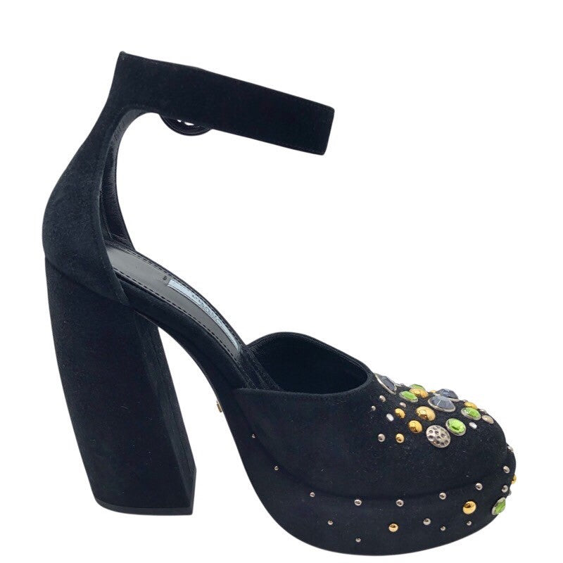 プラダ PRADA ストーン装飾ストラップヒールパンプス レディース パンプス