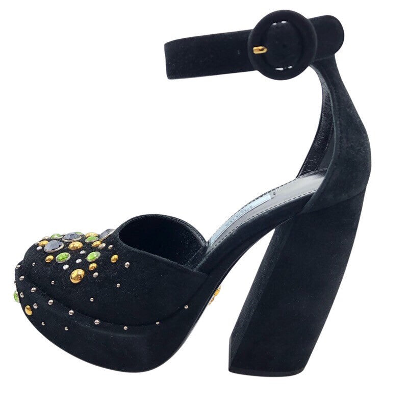 プラダ PRADA ストーン装飾ストラップヒールパンプス レディース パンプス