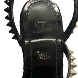 クリスチャン・ルブタン Christian louboutin PYRACLOU 110 スタッズエスパドリーユサンダル ブラック×シルバー レザー レディース サンダル