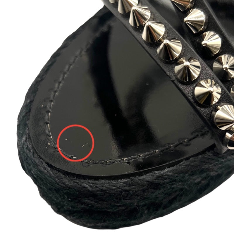 クリスチャン・ルブタン Christian louboutin PYRACLOU 110 スタッズエスパドリーユサンダル ブラック×シルバー レザー レディース サンダル