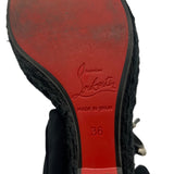 クリスチャン・ルブタン Christian louboutin PYRACLOU 110 スタッズエスパドリーユサンダル ブラック×シルバー レザー レディース サンダル