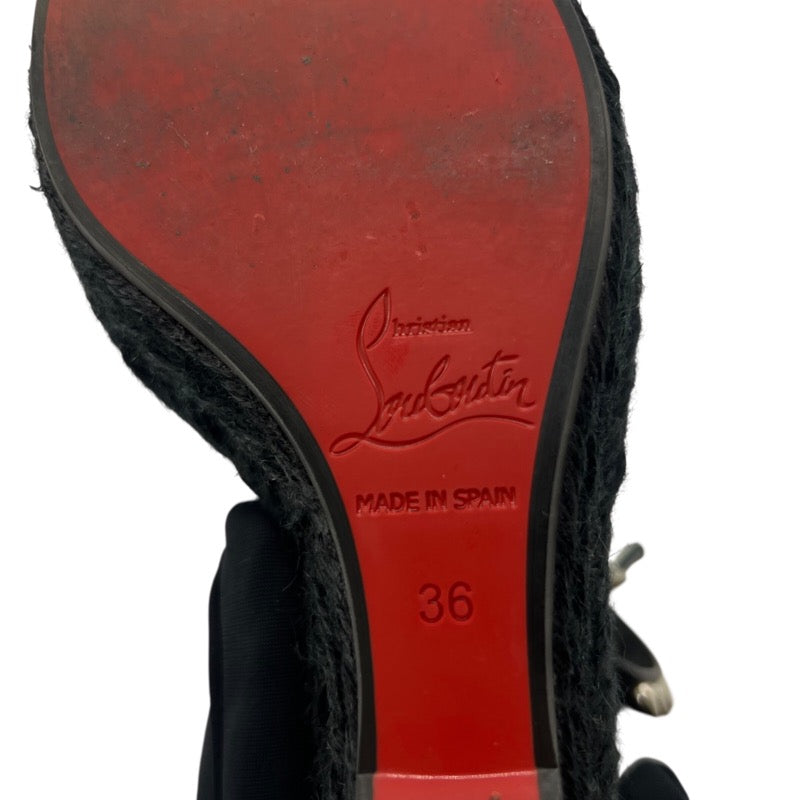 クリスチャン・ルブタン Christian louboutin PYRACLOU 110 スタッズエスパドリーユサンダル ブラック×シルバー レザー レディース サンダル