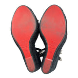 クリスチャン・ルブタン Christian louboutin PYRACLOU 110 スタッズエスパドリーユサンダル ブラック×シルバー レザー レディース サンダル