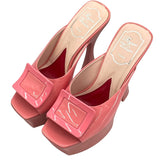 ロジェ ヴィヴィエ ROGER VIVIER バックルプラットフォームミュールサンダル ピンク レディース サンダル