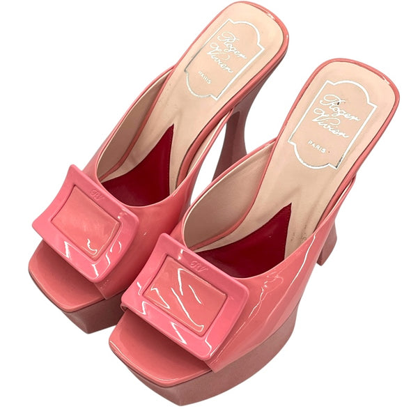 ロジェ ヴィヴィエ ROGER VIVIER バックルプラットフォームミュールサンダル ピンク レディース サンダル