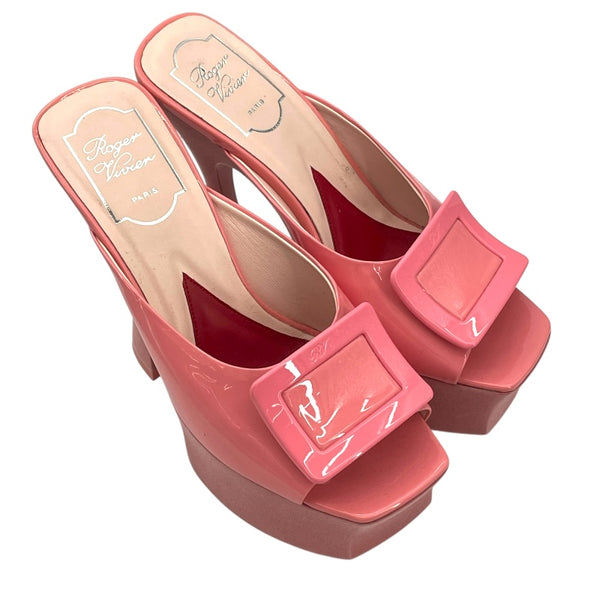 ロジェ ヴィヴィエ ROGER VIVIER バックルプラットフォームミュールサンダル ピンク レディース サンダル