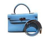 エルメス HERMES タイニーケリー □N刻 セレステ　シルバー金具 エプソン レディース ショルダーバッグ