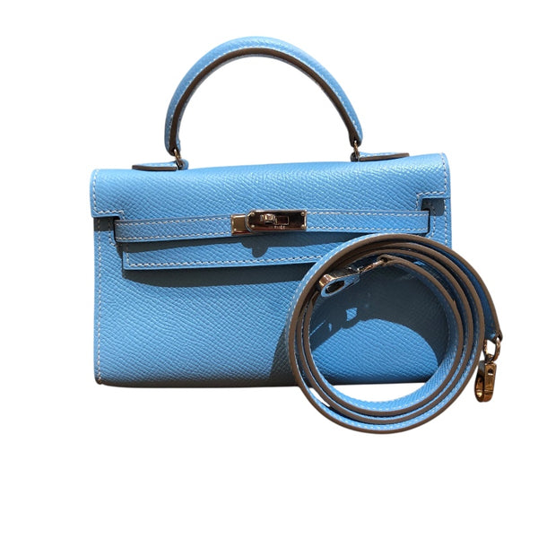 エルメス HERMES タイニーケリー □N刻 セレステ　シルバー金具 エプソン レディース ショルダーバッグ エルメス HERMES タイニーケリー □N刻 セレステ シルバー金具