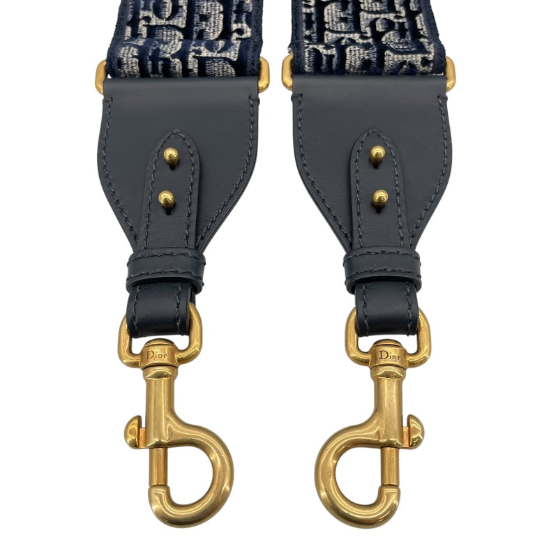 クリスチャン・ディオール Christian Dior オブリークベロアストラップ ブルー キャンバス/ベロア/レザー レディース ストラップ