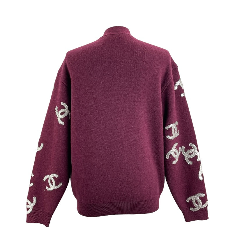 シャネル CHANEL ココマーク総柄カシミヤカーディガン P72997 ワインレッド カシミヤ レディース カーディガン