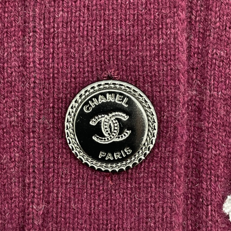 シャネル CHANEL ココマーク総柄カシミヤカーディガン P72997 ワインレッド カシミヤ レディース カーディガン