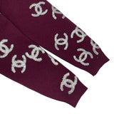 シャネル CHANEL ココマーク総柄カシミヤカーディガン P72997 ワインレッド カシミヤ レディース カーディガン
