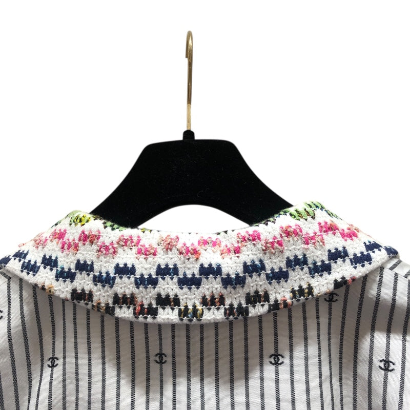 シャネル CHANEL ココマーク総柄ショートスリーブジャケット P70701 ホワイト コットン レディース テーラードジャケット
