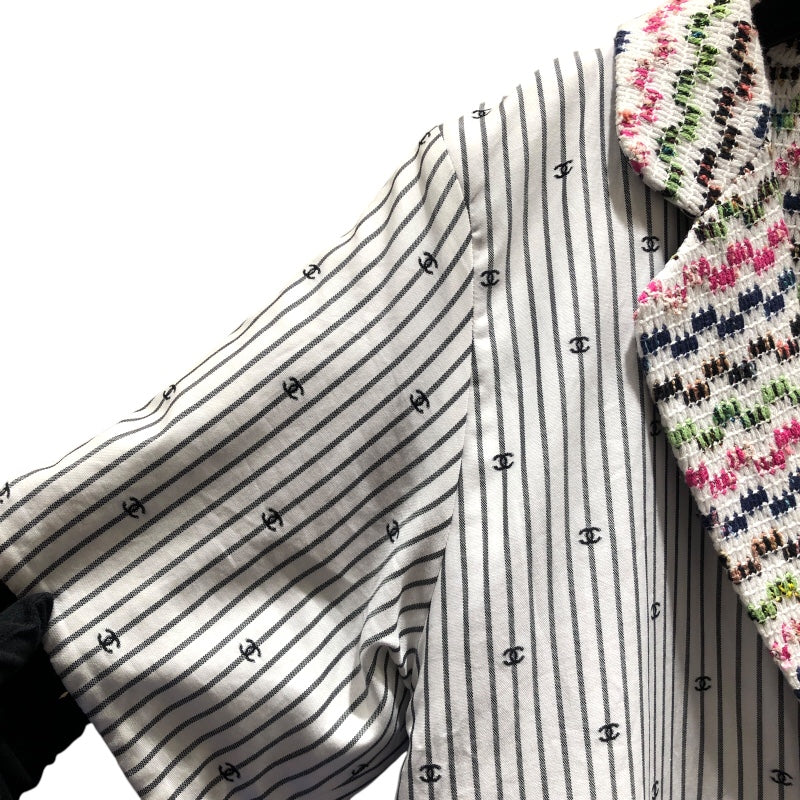 シャネル CHANEL ココマーク総柄ショートスリーブジャケット P70701 ホワイト コットン レディース テーラードジャケット