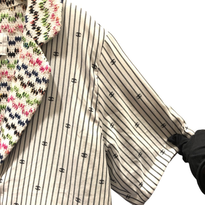 シャネル CHANEL ココマーク総柄ショートスリーブジャケット P70701 ホワイト コットン レディース テーラードジャケット