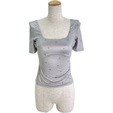 シャネル CHANEL ココマーク総柄ショートスリープトップス P76232 グレー ポリアミド レディース その他トップス