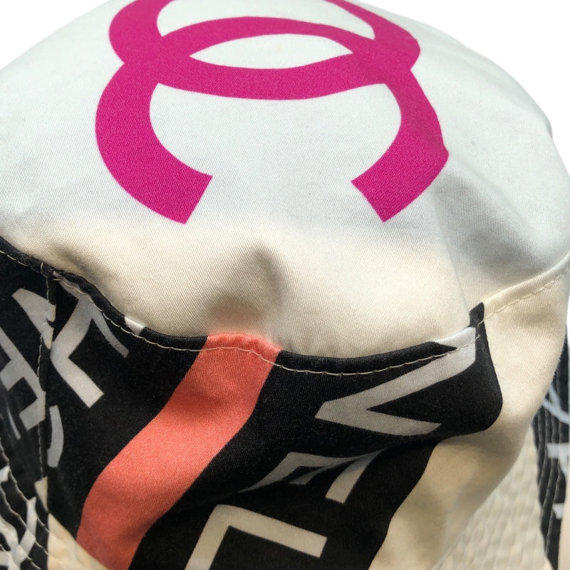 シャネル CHANEL ココマーク総柄バケットハット ブラック・ホワイト・ピンク コットン コットン ユニセックス その他ファッション雑貨