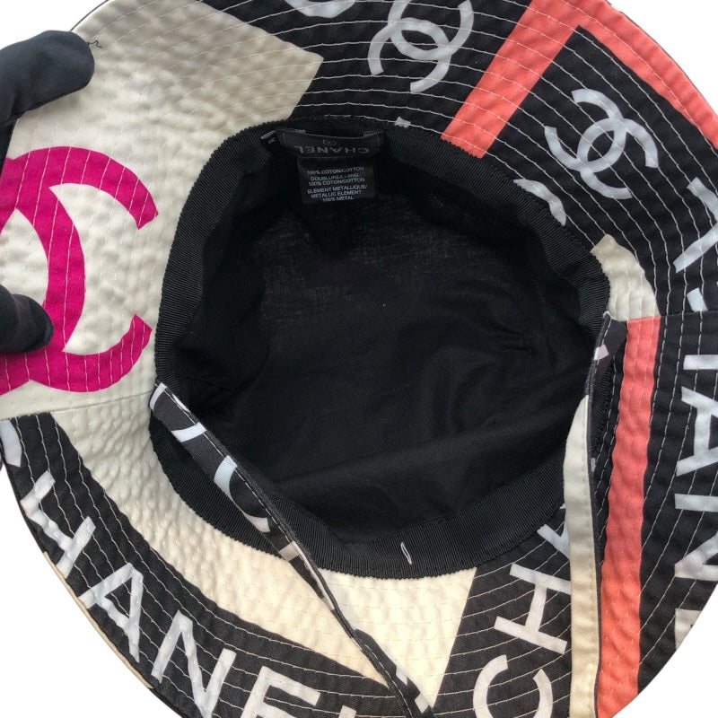 シャネル CHANEL ココマーク総柄バケットハット ブラック・ホワイト・ピンク コットン コットン ユニセックス その他ファッション雑貨