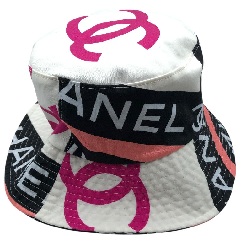 シャネル CHANEL ココマーク総柄バケットハット ブラック・ホワイト・ピンク コットン コットン ユニセックス その他ファッション雑貨