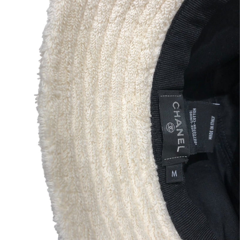 シャネル CHANEL ロゴ刺繡パイルバケットハット クリーム コットン コットン レディース その他ファッション雑貨