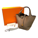 エルメス HERMES ピコタンロックMM D刻 エトゥープ　ゴールド金具 トリヨン レディース ハンドバッグ