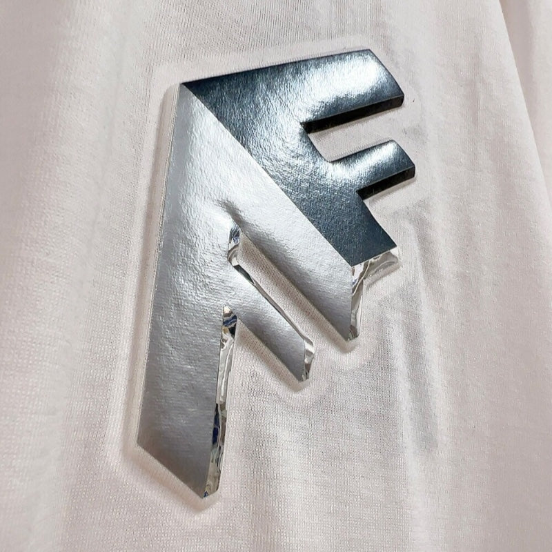 フェンディ FENDI Fロゴパッチ半袖Tシャツ FY1217 ホワイト コットン メンズ 半袖Ｔシャツ