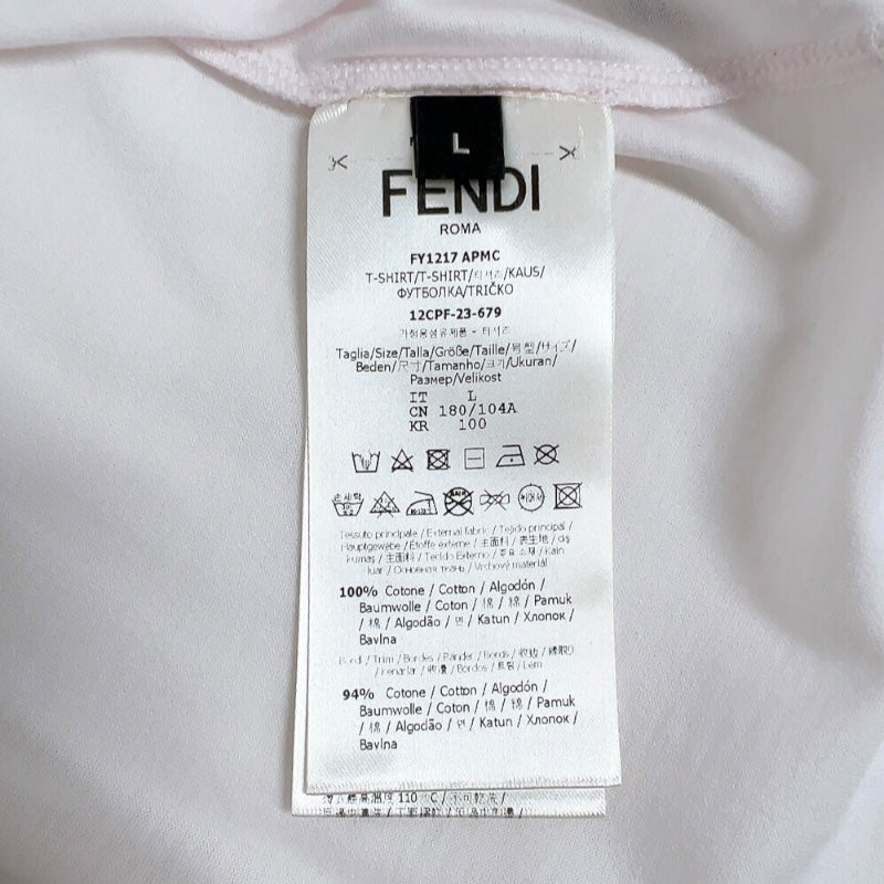 フェンディ FENDI Fロゴパッチ半袖Tシャツ FY1217 ホワイト コットン メンズ 半袖Ｔシャツ