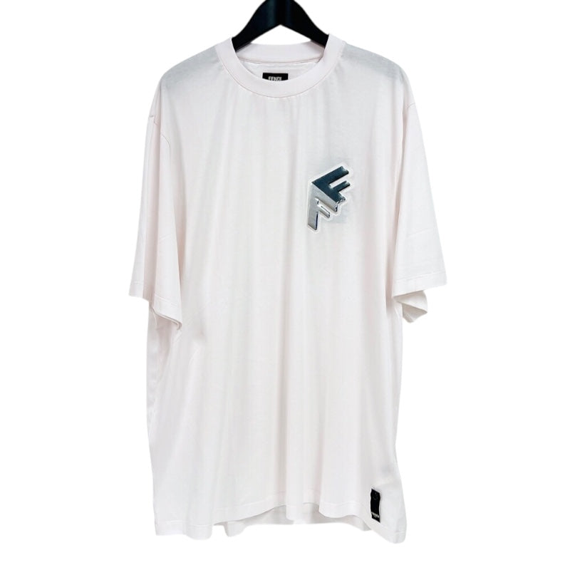 フェンディ FENDI Fロゴパッチ半袖Tシャツ FY1217 ホワイト コットン メンズ 半袖Ｔシャツ