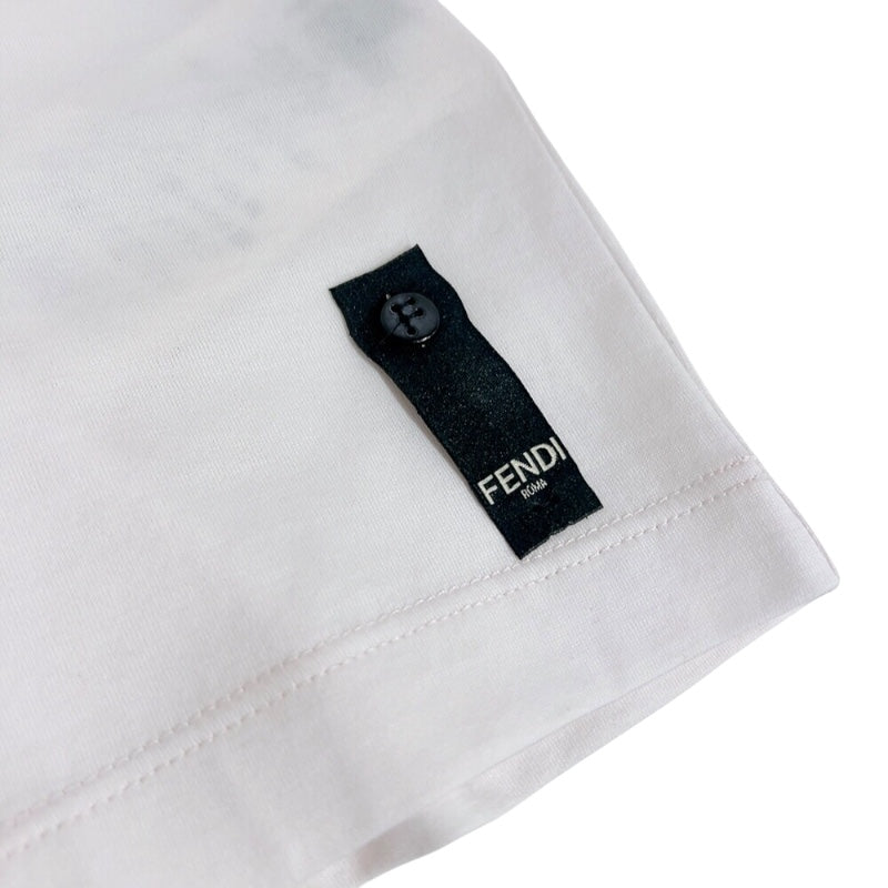 フェンディ FENDI Fロゴパッチ半袖Tシャツ FY1217 ホワイト コットン メンズ 半袖Ｔシャツ