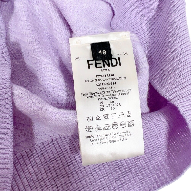 フェンディ FENDI FF総柄半袖カットソー FZY443 パープル ウール メンズ ニット