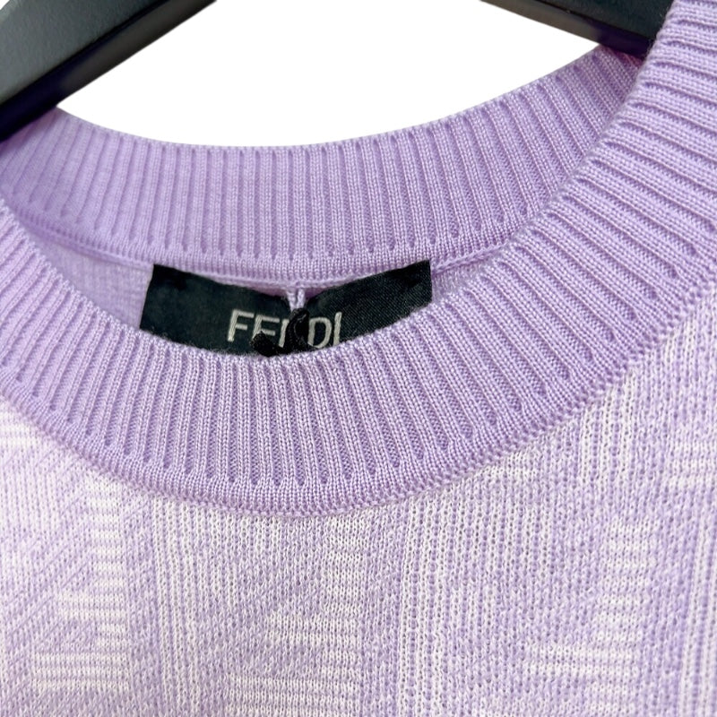 フェンディ FENDI FF総柄半袖カットソー FZY443 パープル ウール メンズ ニット