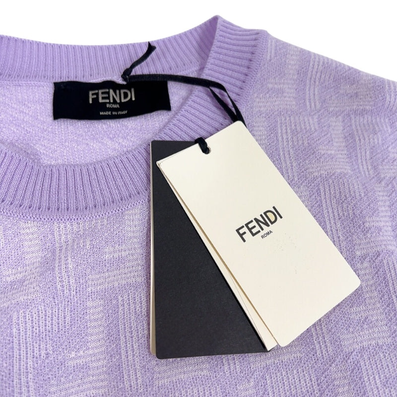 フェンディ FENDI FF総柄半袖カットソー FZY443 パープル ウール メンズ ニット