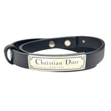 クリスチャン・ディオール Christian Dior ロゴレザーブレスレット ブラック レザー アクセサリー