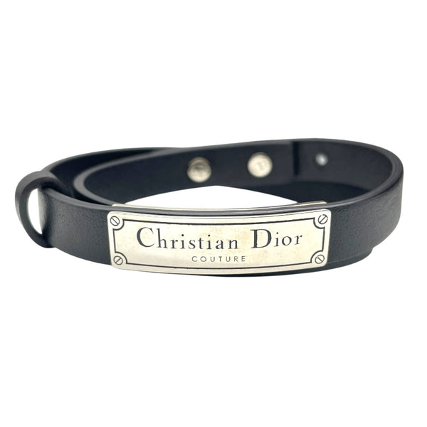 クリスチャン・ディオール Christian Dior ロゴレザーブレスレット ブラック レザー アクセサリー