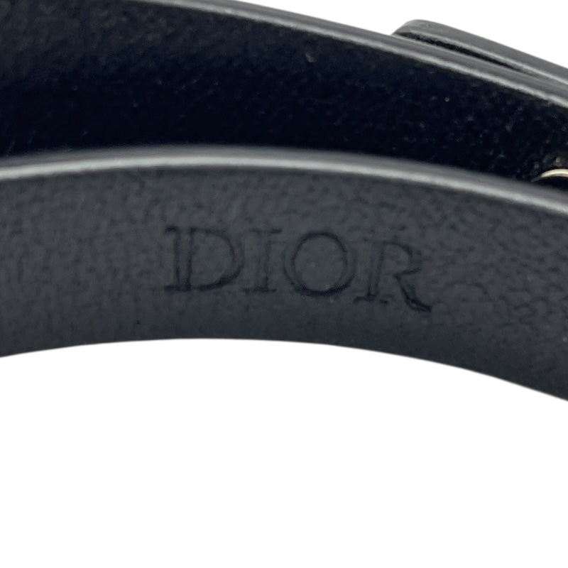 クリスチャン・ディオール Christian Dior ロゴレザーブレスレット ブラック レザー アクセサリー