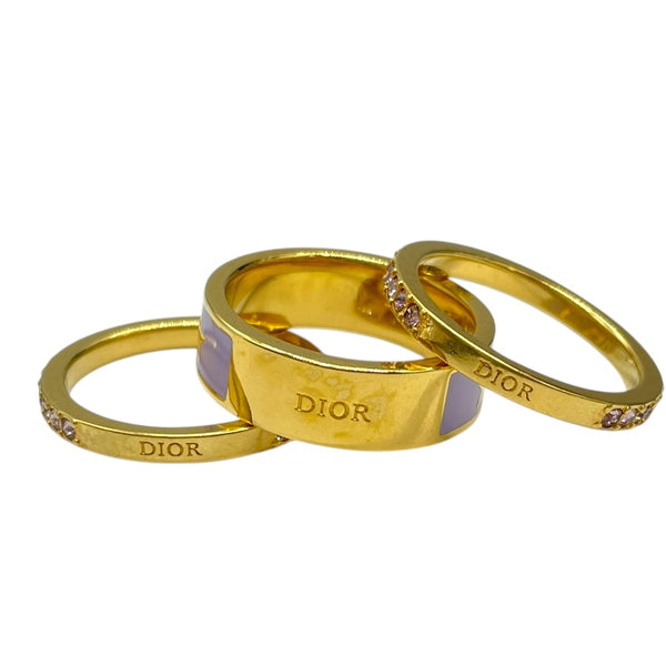 クリスチャン・ディオール Christian Dior コード3連リング ゴールド/パープル メタル アクセサリー