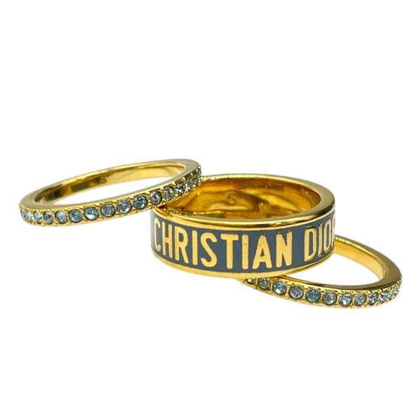 クリスチャン・ディオール Christian Dior コード3連リング ゴールド/ブルー メタル アクセサリー