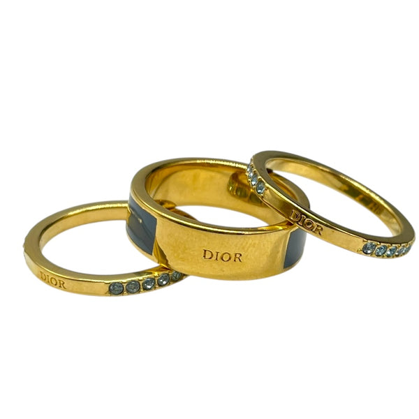 クリスチャン・ディオール Christian Dior コード3連リング ゴールド/ブルー メタル アクセサリー