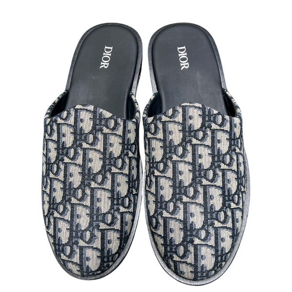 クリスチャン・ディオール Christian Dior オブリーク柄キャンバスミュールサンダル 3SA097ZJU ネイビー キャンバス メンズ サンダル