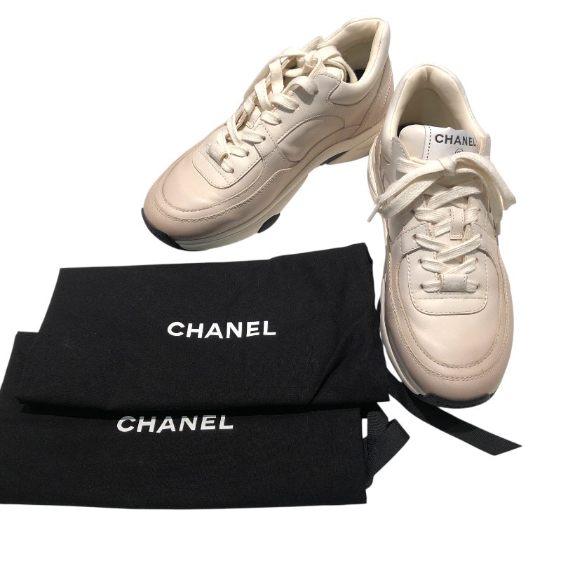 シャネル CHANEL ココマークグラデーションスニーカー G46086 アイボリー レザー レザー レディース スニーカー
