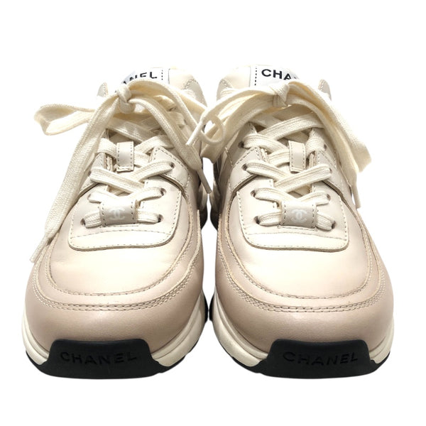 シャネル CHANEL ココマークグラデーションスニーカー G46086 アイボリー レザー レザー レディース スニーカー