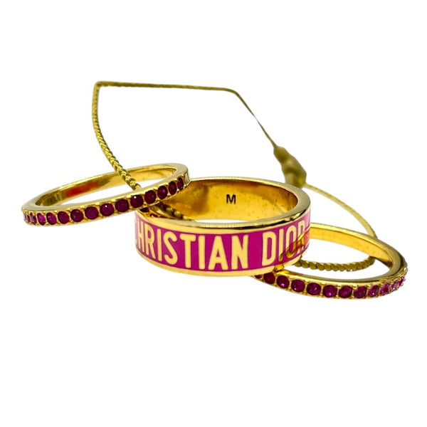 クリスチャン・ディオール Christian Dior コード3連リング ゴールド/ピンク メタル アクセサリー
