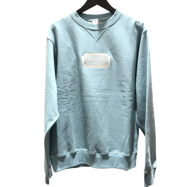 クリスチャン・ディオール Christian Dior ロゴ刺繍スウェットTシャツ 343J694A0531 ブルー コットン メンズ スウェット